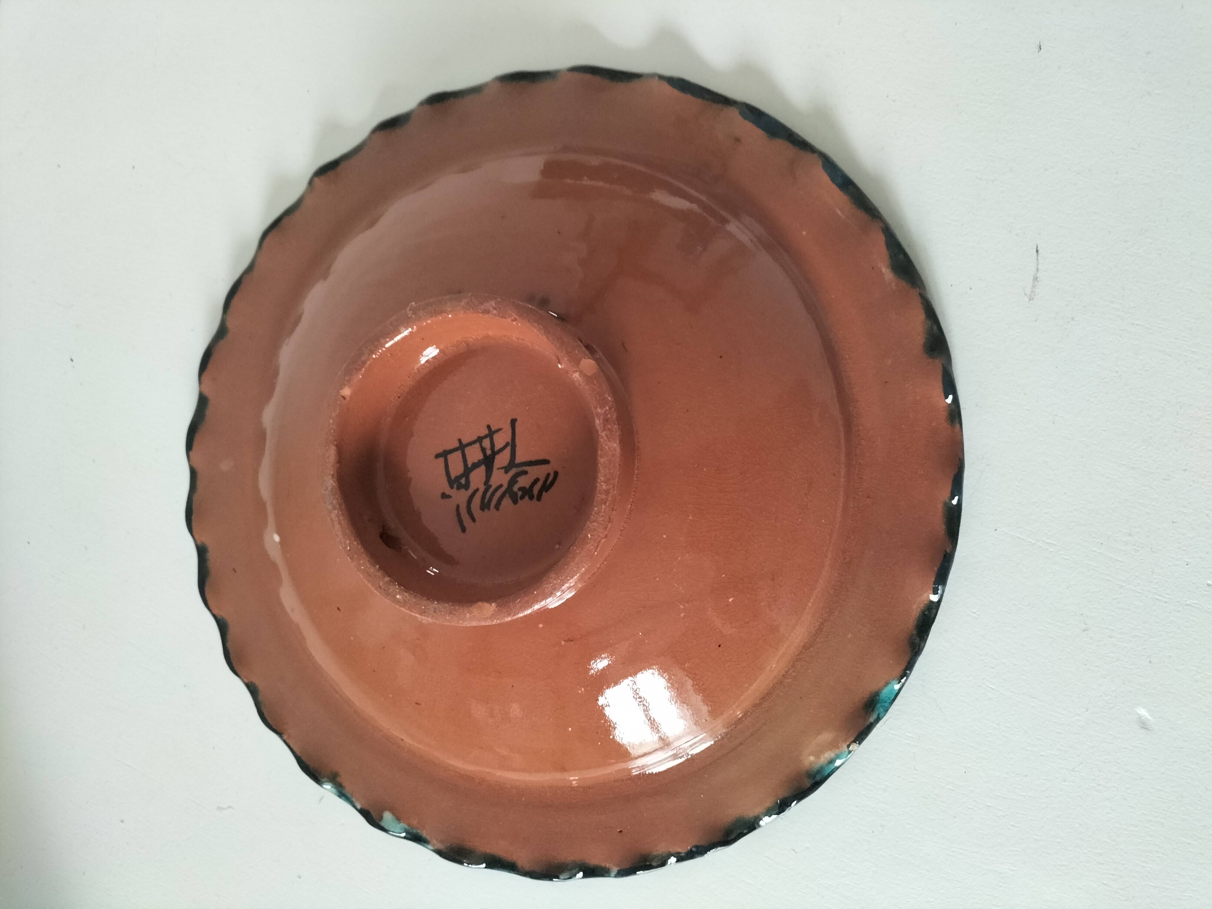 Moroccan handmade turquoise earthenware plate – Safi