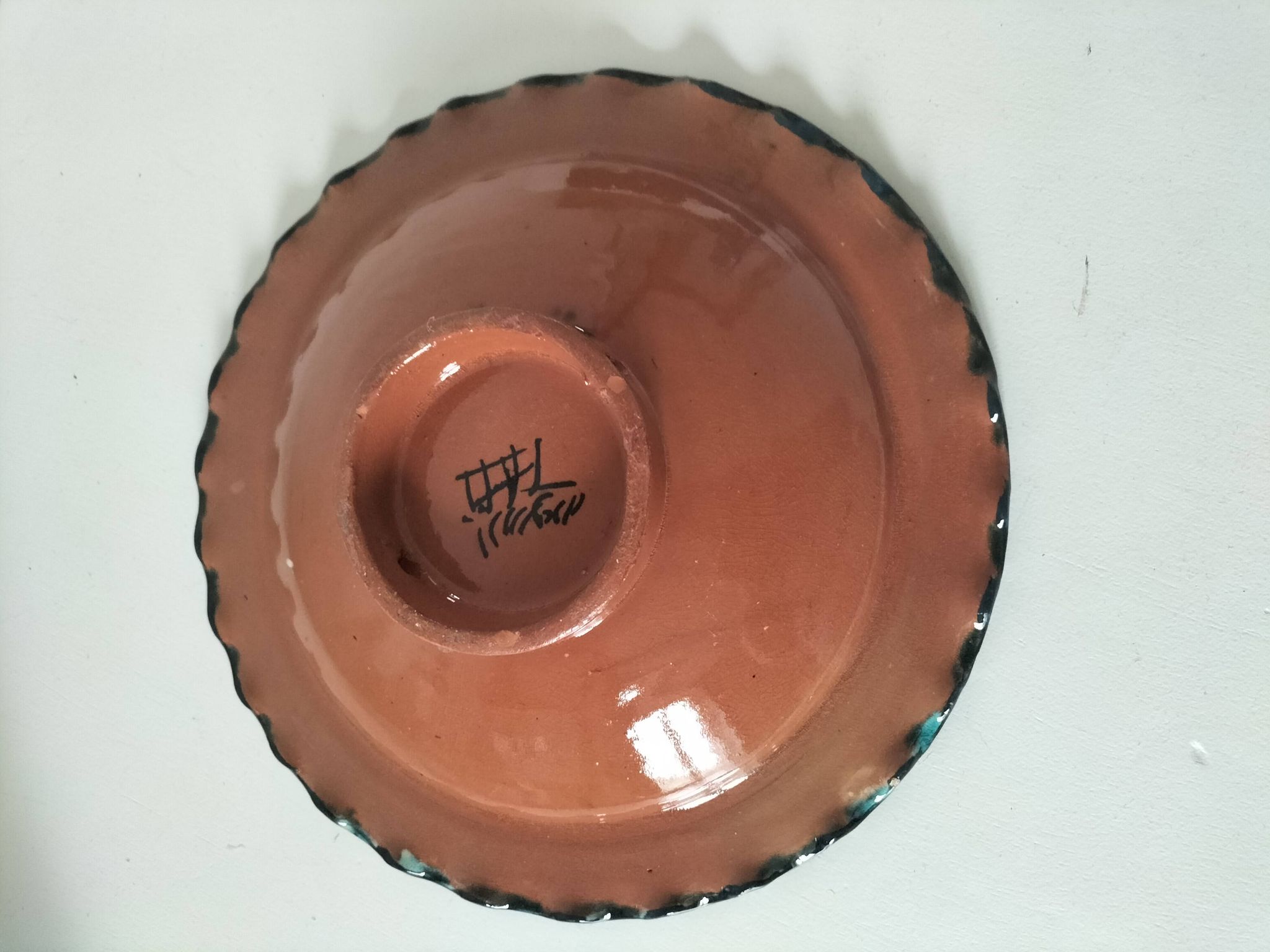 Moroccan handmade turquoise earthenware plate – Safi