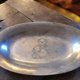 Silver-plated metal trinket tray with teddy bear decoration – 1960s–1980s