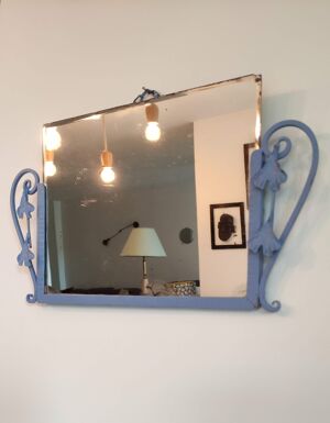 Miroir mural art déco motif végétal, avec chaine