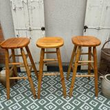 Set of 3 wooden bar stools