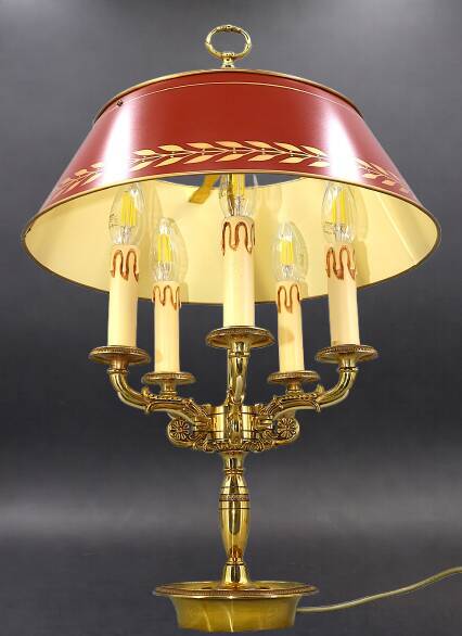 Bronze Bouillotte Lamp in Solid Empire Style Five Lights * Lucien Ga