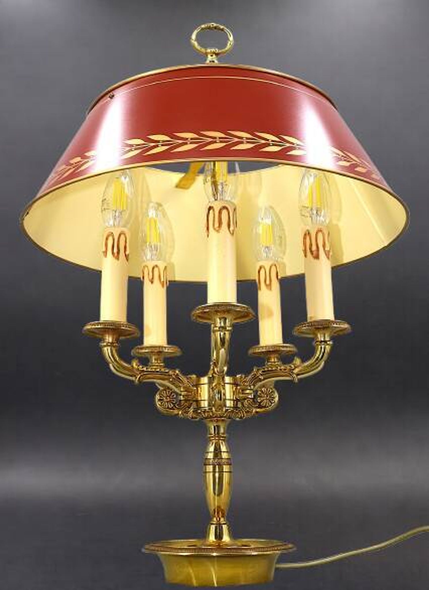 Lampe Bouillotte en Bronze Massif de Style Empire Cinq Lumières * Lucien Ga