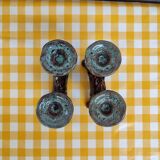 Pair of earthenware candlestick with two branches