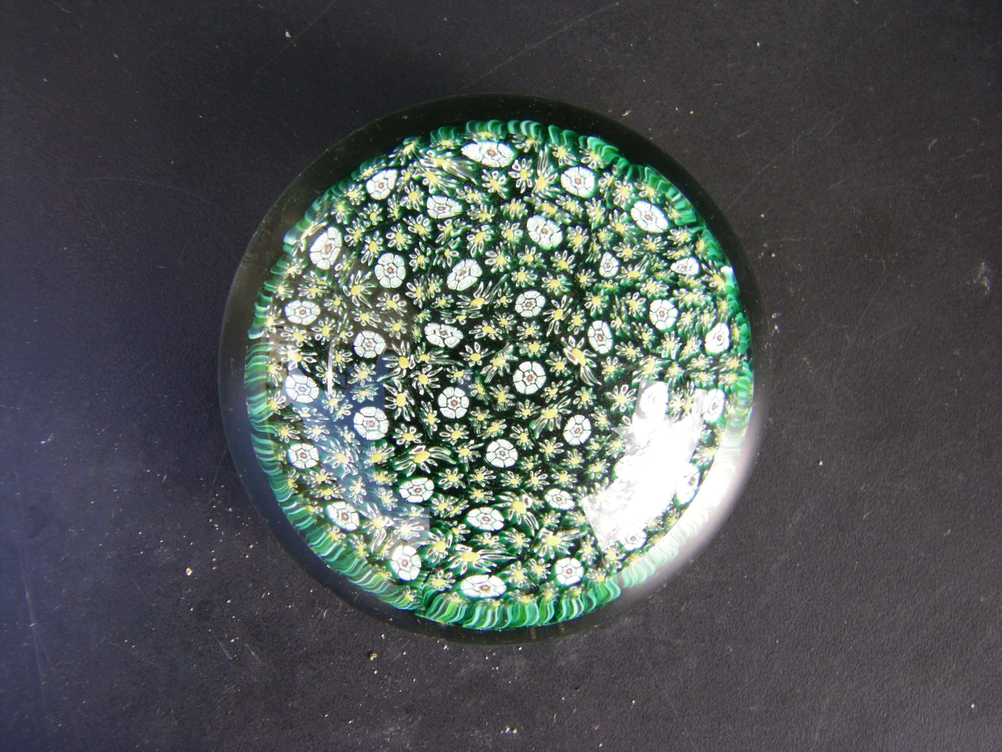 Murano millefiori paperweight sulphide