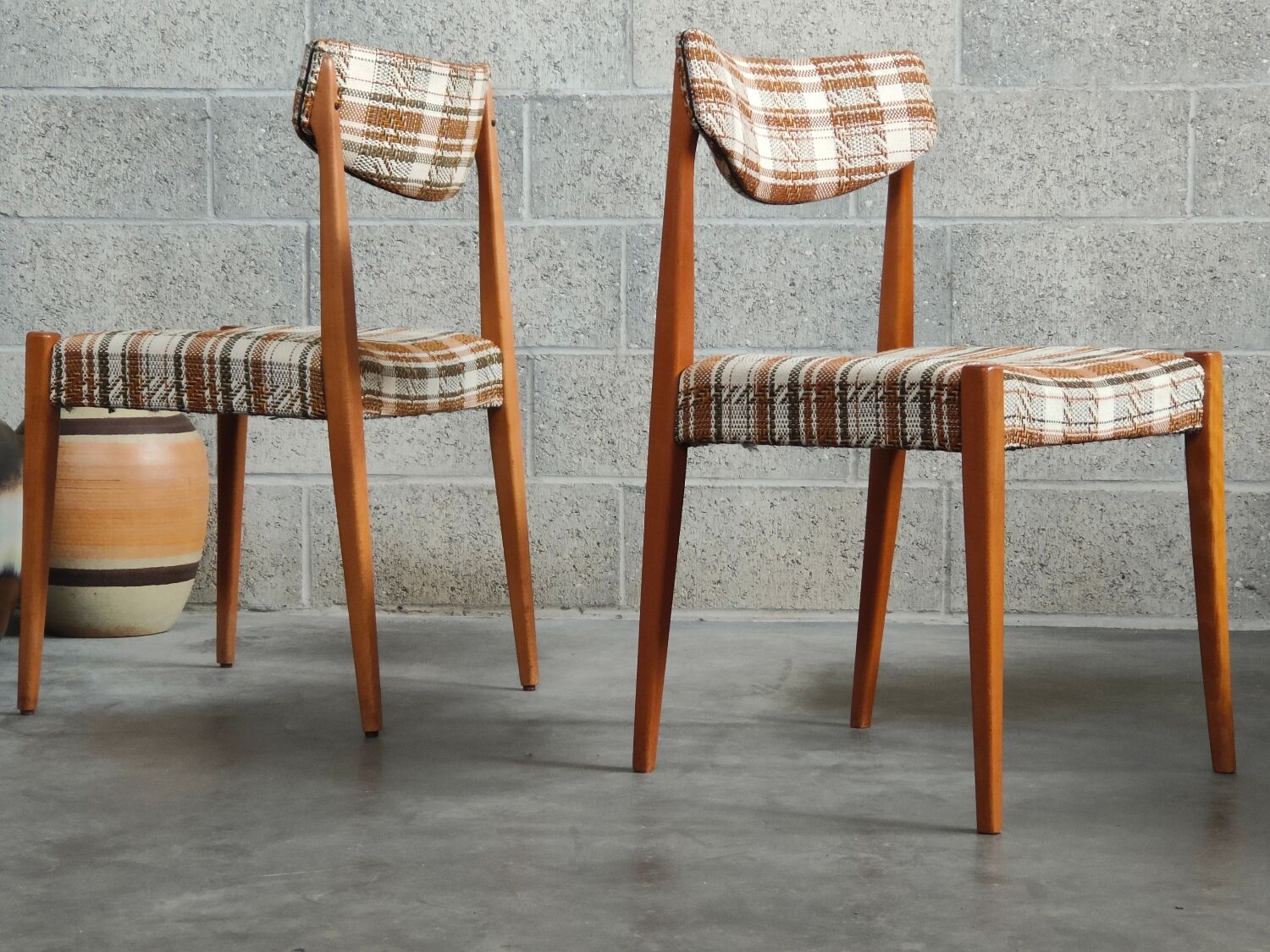 Lot de 3 chaises style scandinave tissu et bois