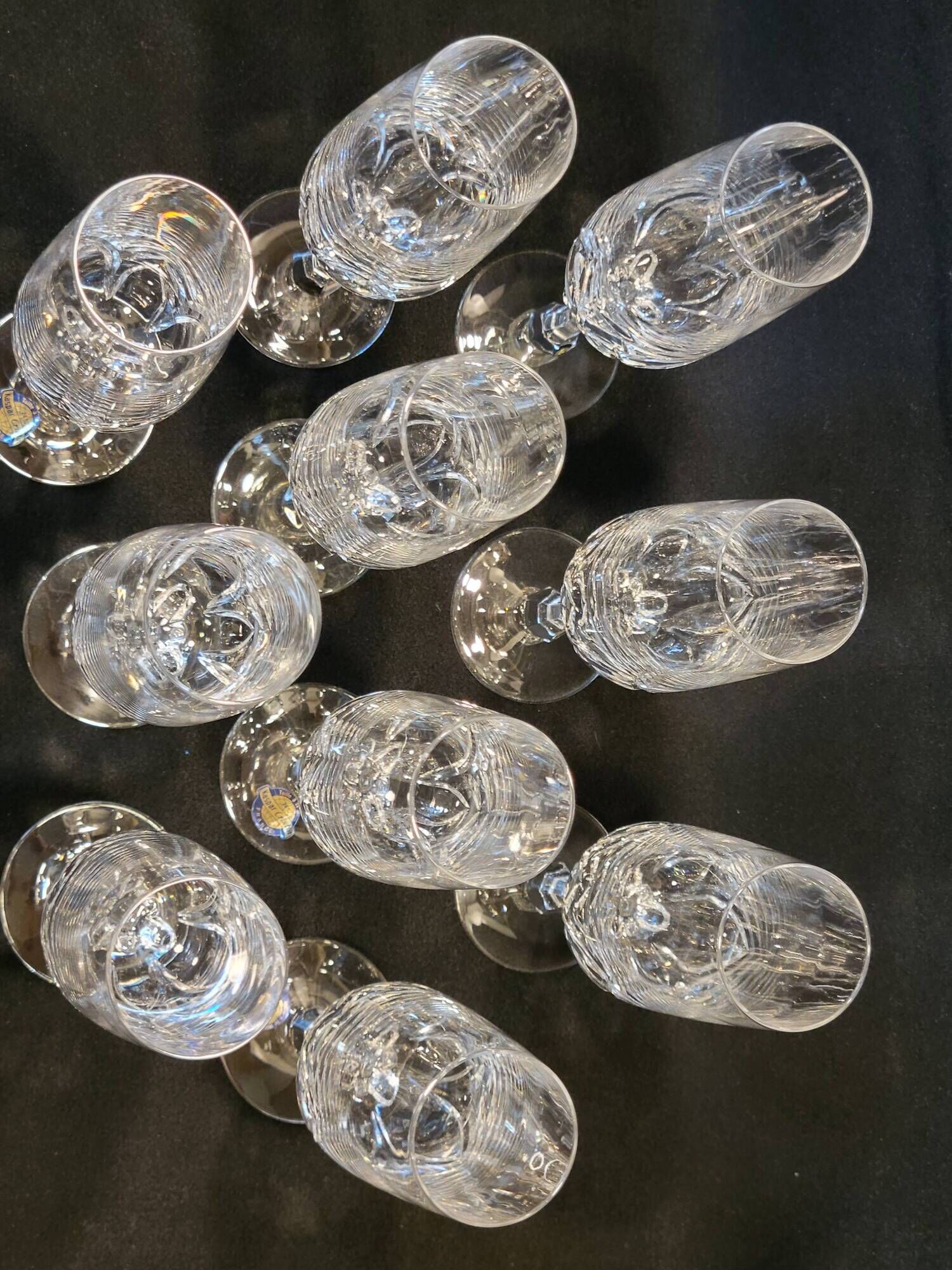 10 crystal champagne flutes 24% Cristallerie Kaspar Lemberg Lorraine vintage