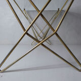 Gold metal coffee table glass tray 50s