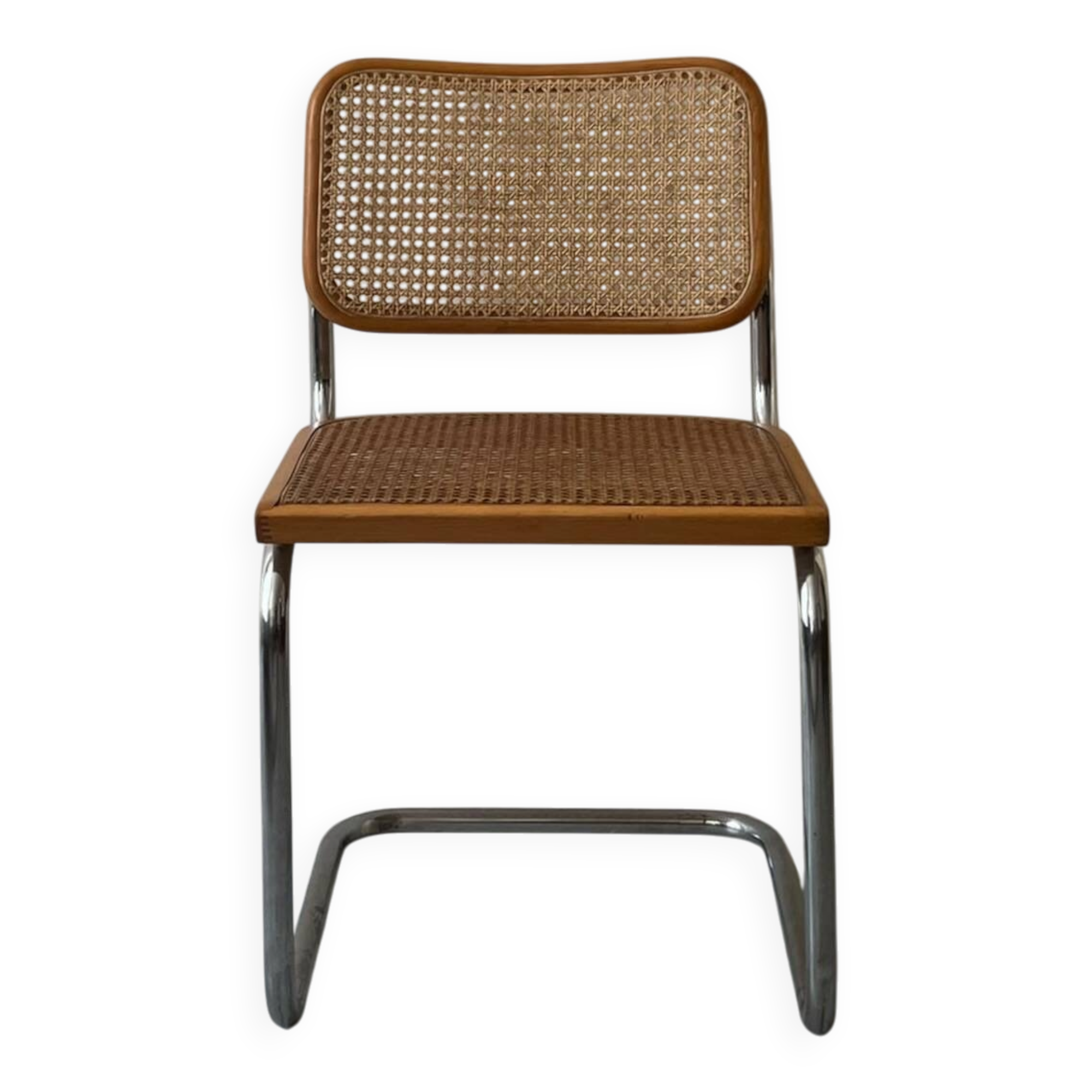 Chaise Cesca par Marcel Breuer en chrome et bois, 1970