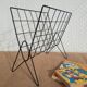 Vintage black metal wire magazine holder
