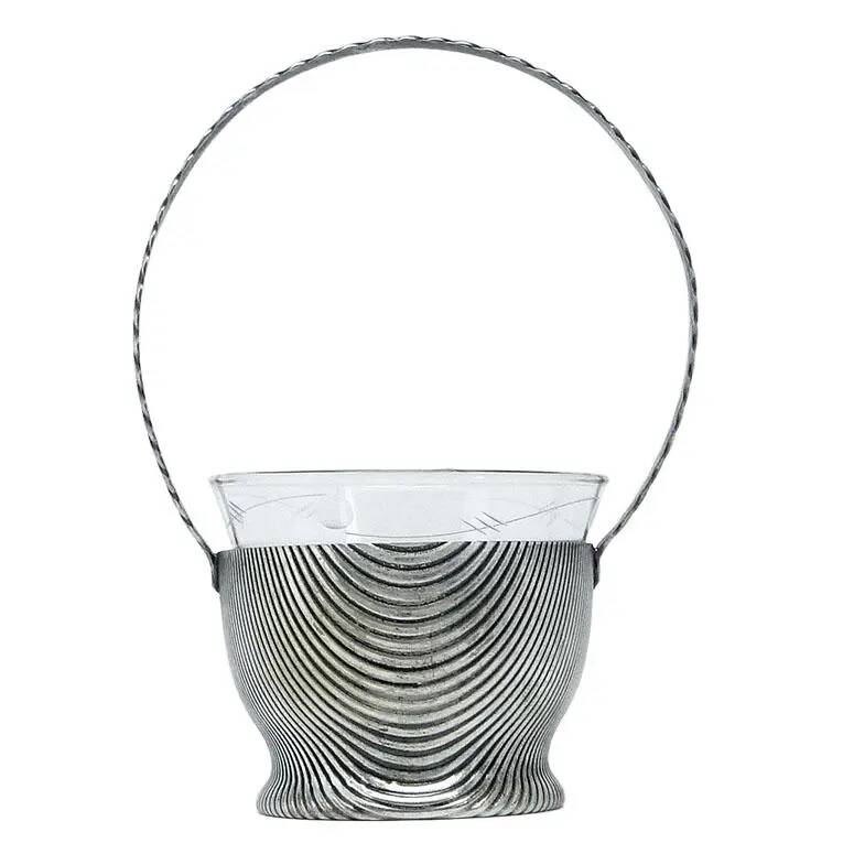 Art Deco sugar bowl, silver-plated brass, Szandrik, Hungary, 1930s
