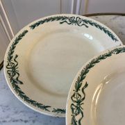 set of 5 large flat plates in Terre de Fer Longchamp model Belleville late 19th century