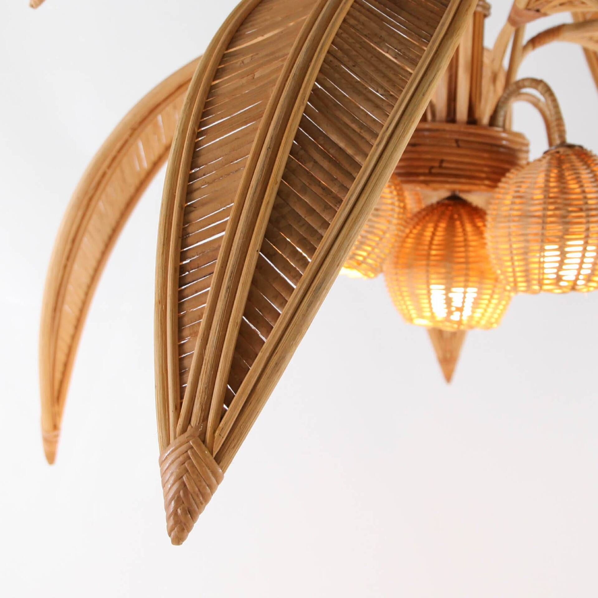 Lustre « cocotier/palmier » en rotin