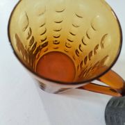 Set of 4 coloured pressed glass mugs, vintage style.
