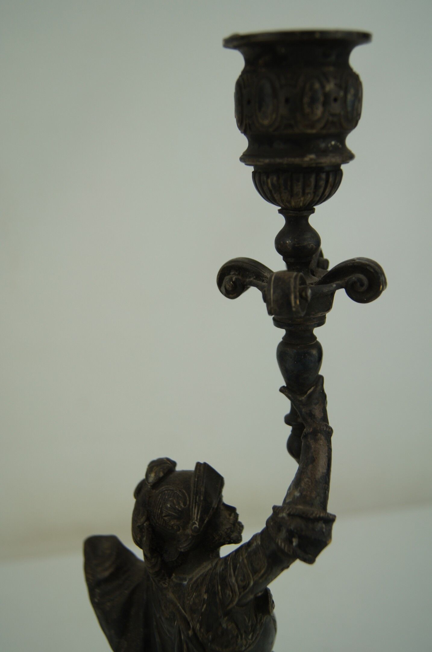 Silver bronze torch pair Paul Dubois