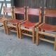 Serie de 4 chaises orme et cuir, maison regain