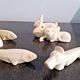 Set of 7 porcelain knife rests, animals, dog, cats, fish, rabbit.