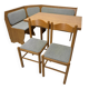 Ensemble vintage de coin repas en chêne — banquette, table extensible et 2 chaises