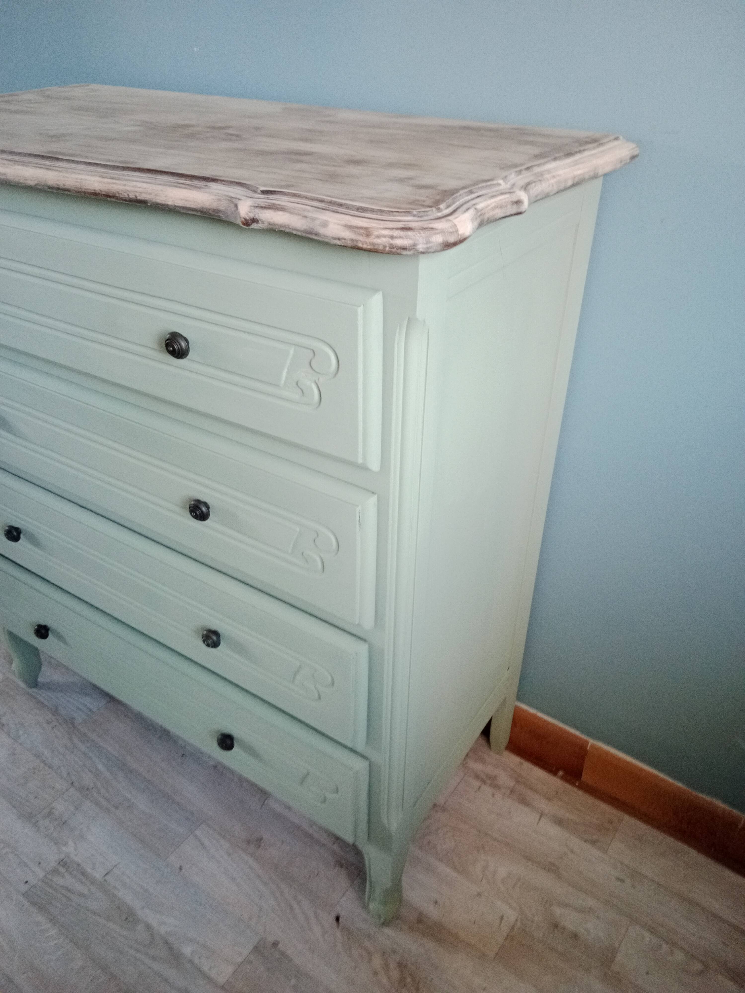 Grey green chest of drawers