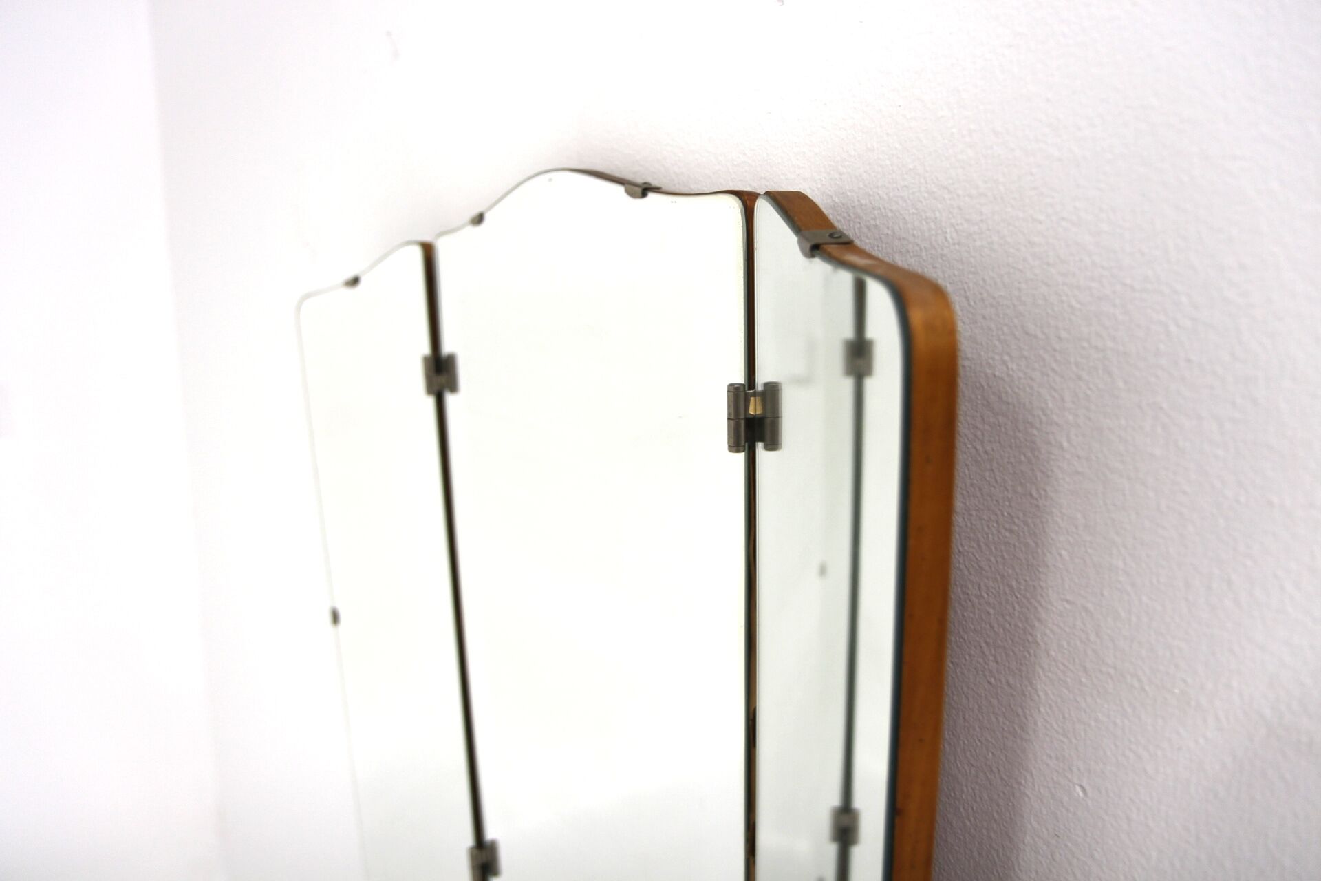 Vintage teak "triptych" mirror, Sweden, 1950
