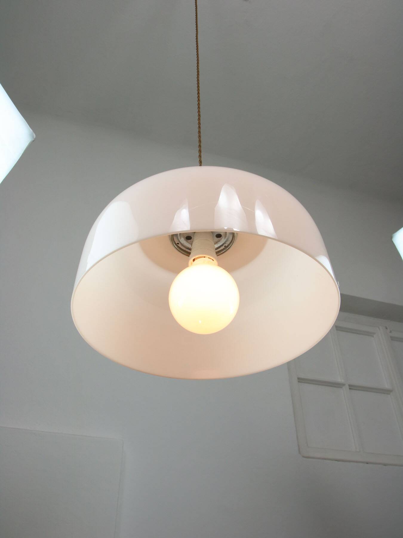 Space Age White Pendant Lamp from Guzzini, 1960s