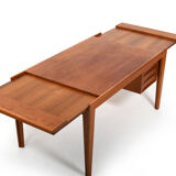 Rare bureau en teck danois des années 1950 extensible jusqu’à 230 cm