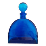 Blue pressed glass half circle carafe