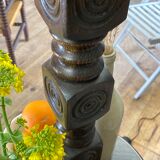 Side table floor lamp in Basque turned wood 50