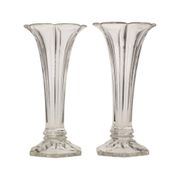 Pair of Clear Val Saint Lambert Luxval 'Americain' Vases, 23 cm