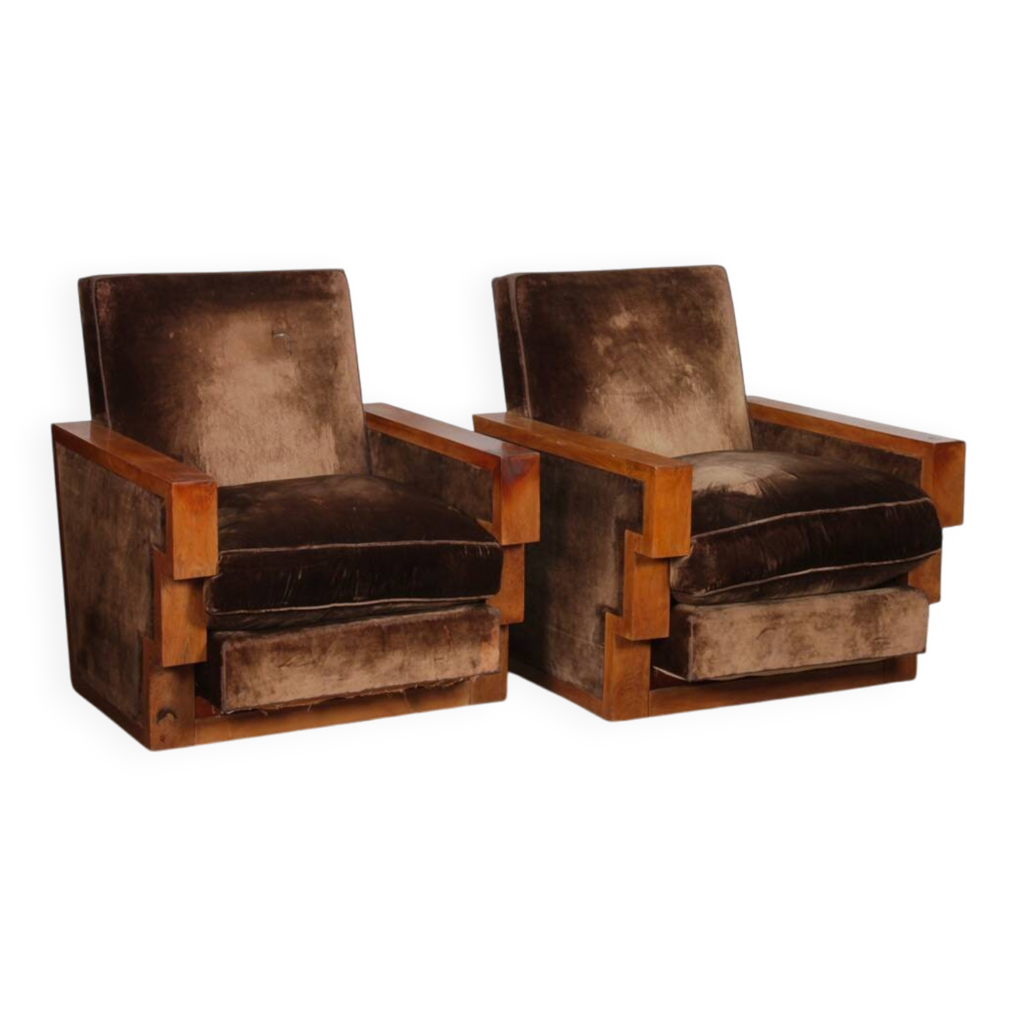 Paire de fauteuils géométrique du XXe siècle