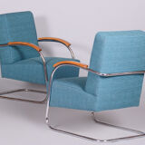 Set of Two Restored Blue Armchairs by Mucke-Melder, Czechia, 1930s