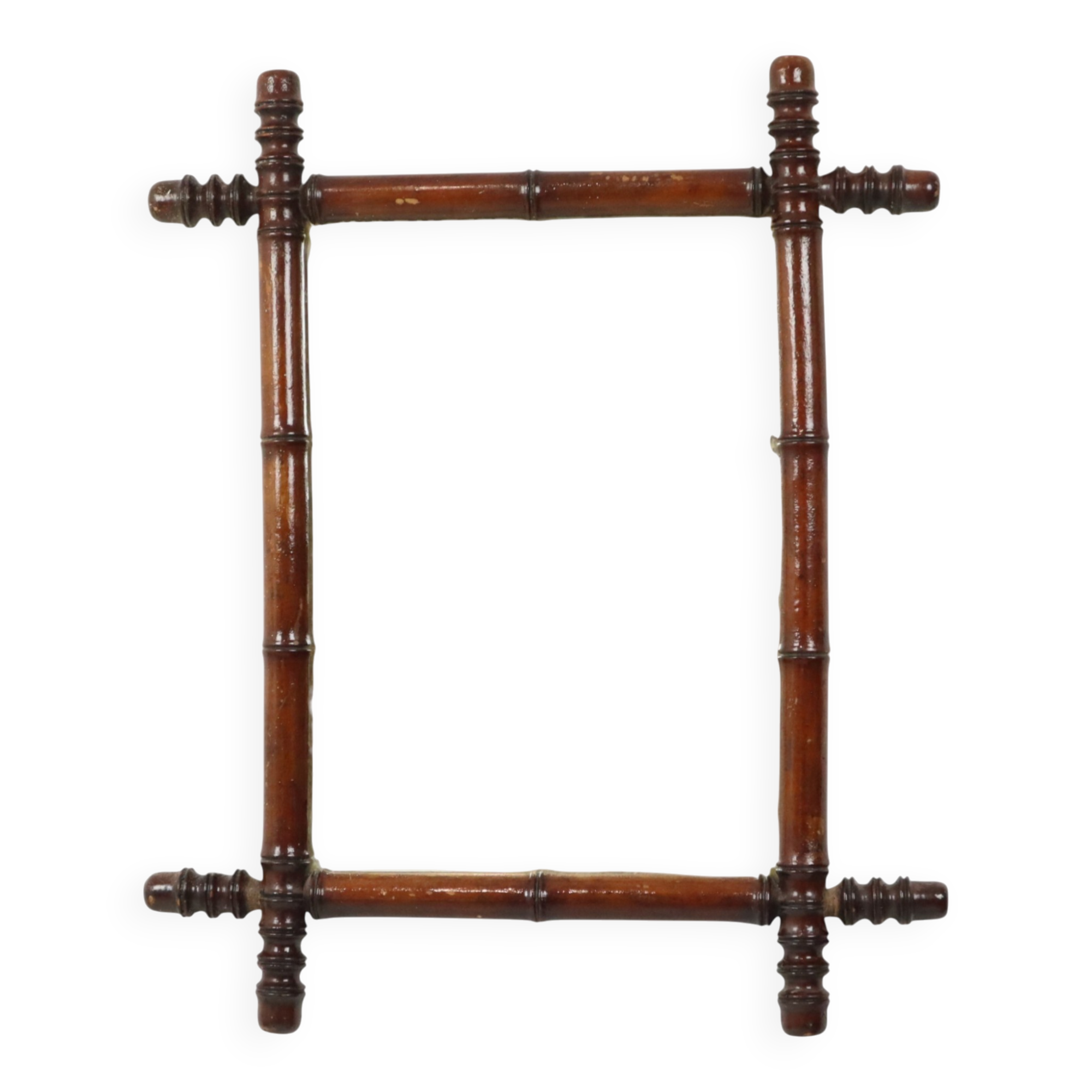 Antique Wooden Faux Bamboo Chinoiserie Mirror 63x52cm