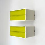 Paire d'éléments muraux avec commodes vert pois, années 1970