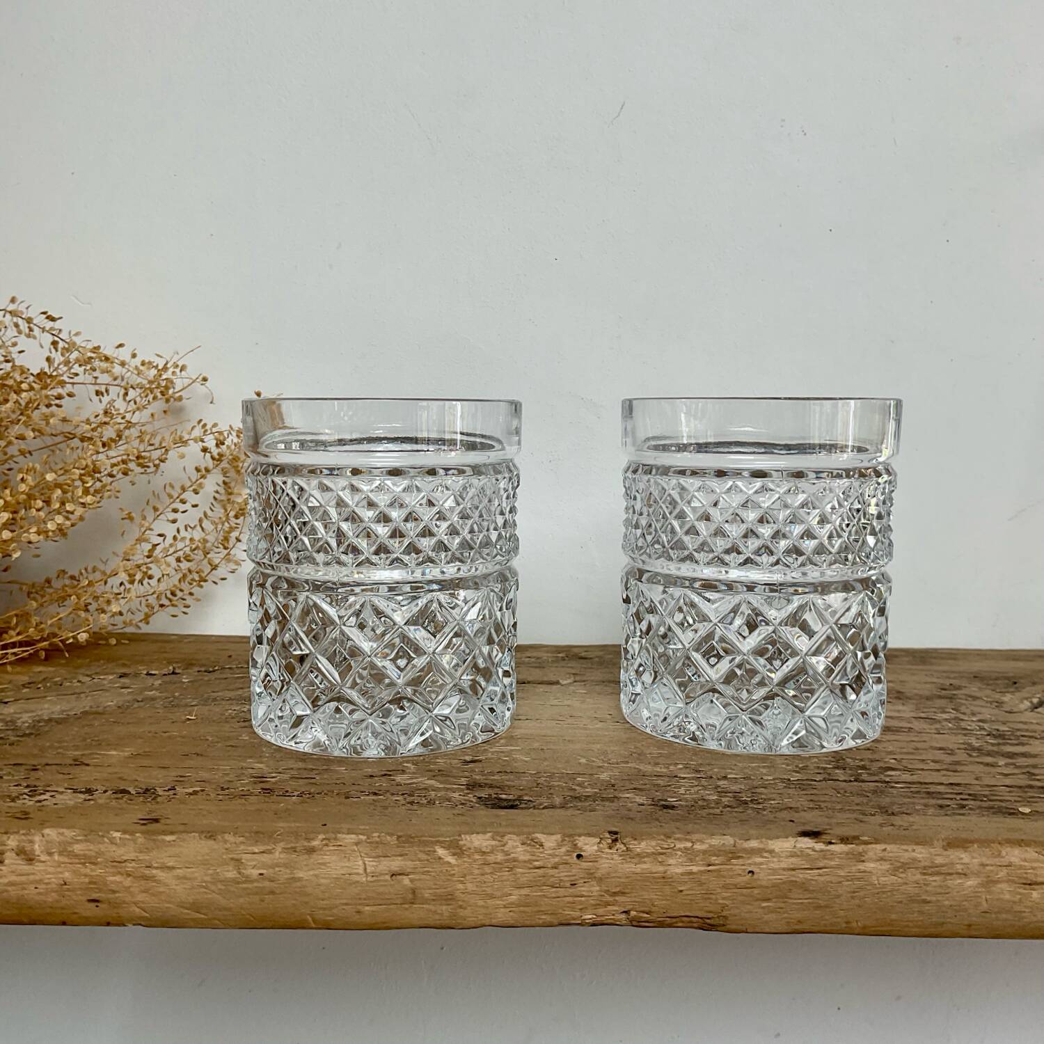 5 vintage whiskey glasses