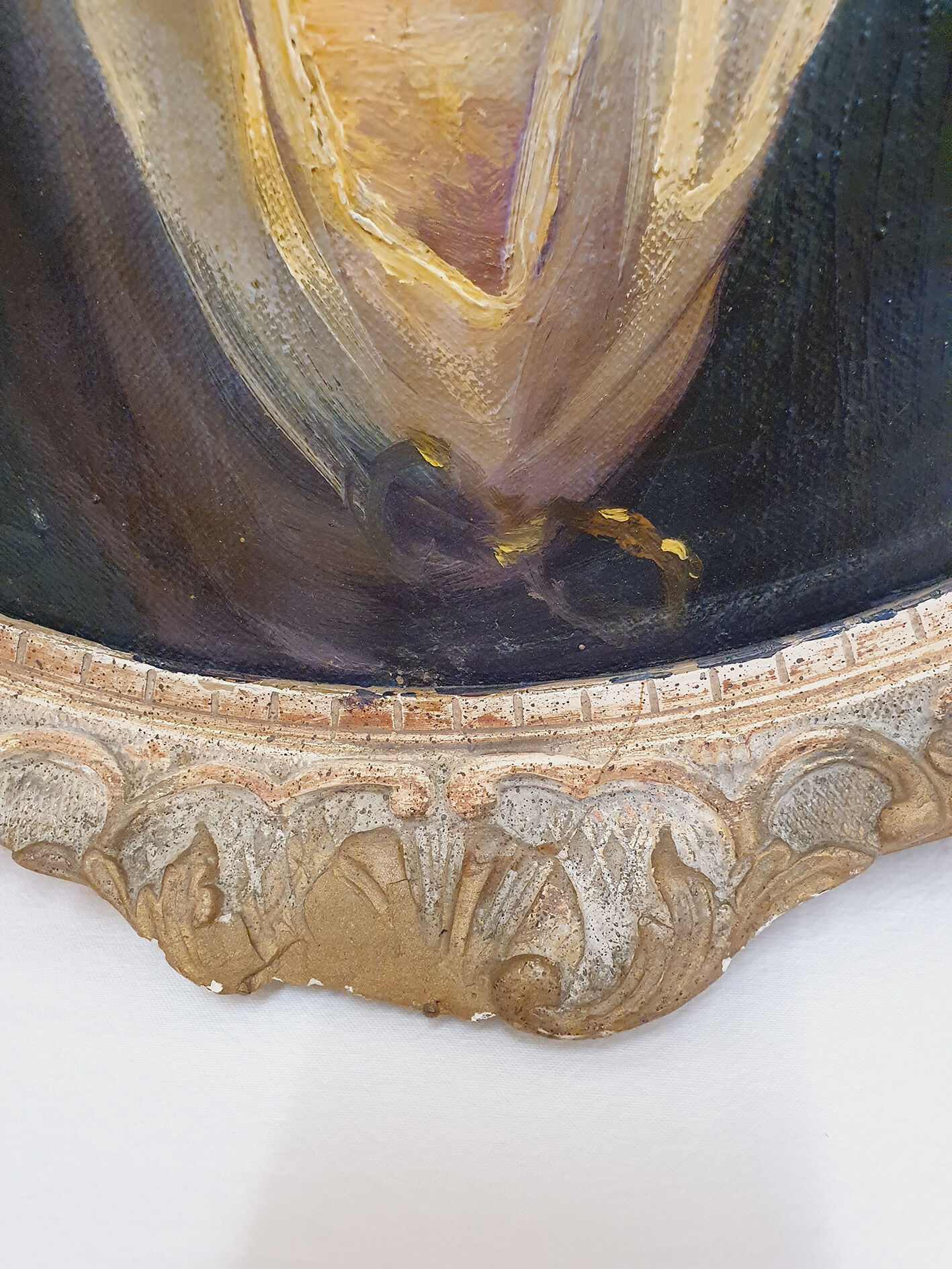 Oil portrait on canvas carved wooden frame