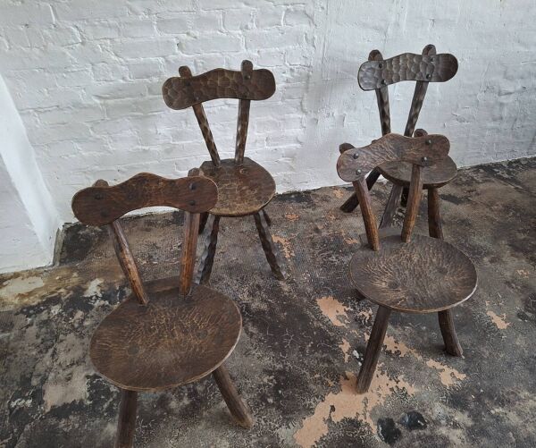 Ensemble de 4 chaises provençales françaises dans le style d'Alexandre Noll, années 1950