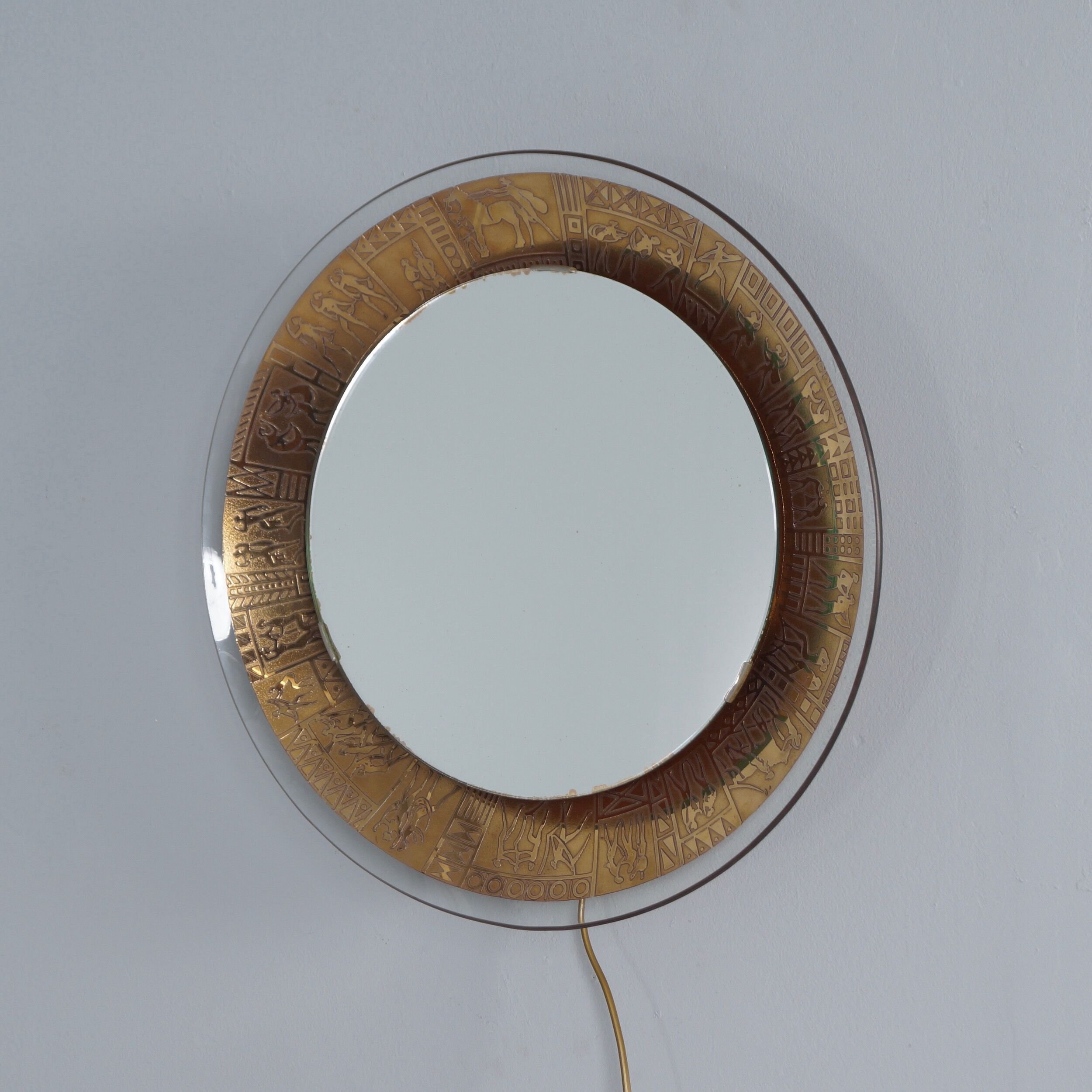 Decorative wall mirror with lighting by M. Furgeri, Italy, 1960s