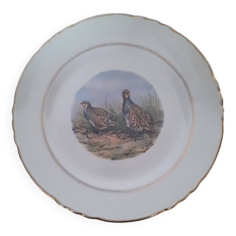 Old plate with partridge decor - moulin des loups