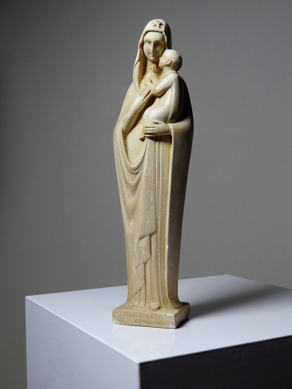 old "Virgin with the star" and child in waxed plaster