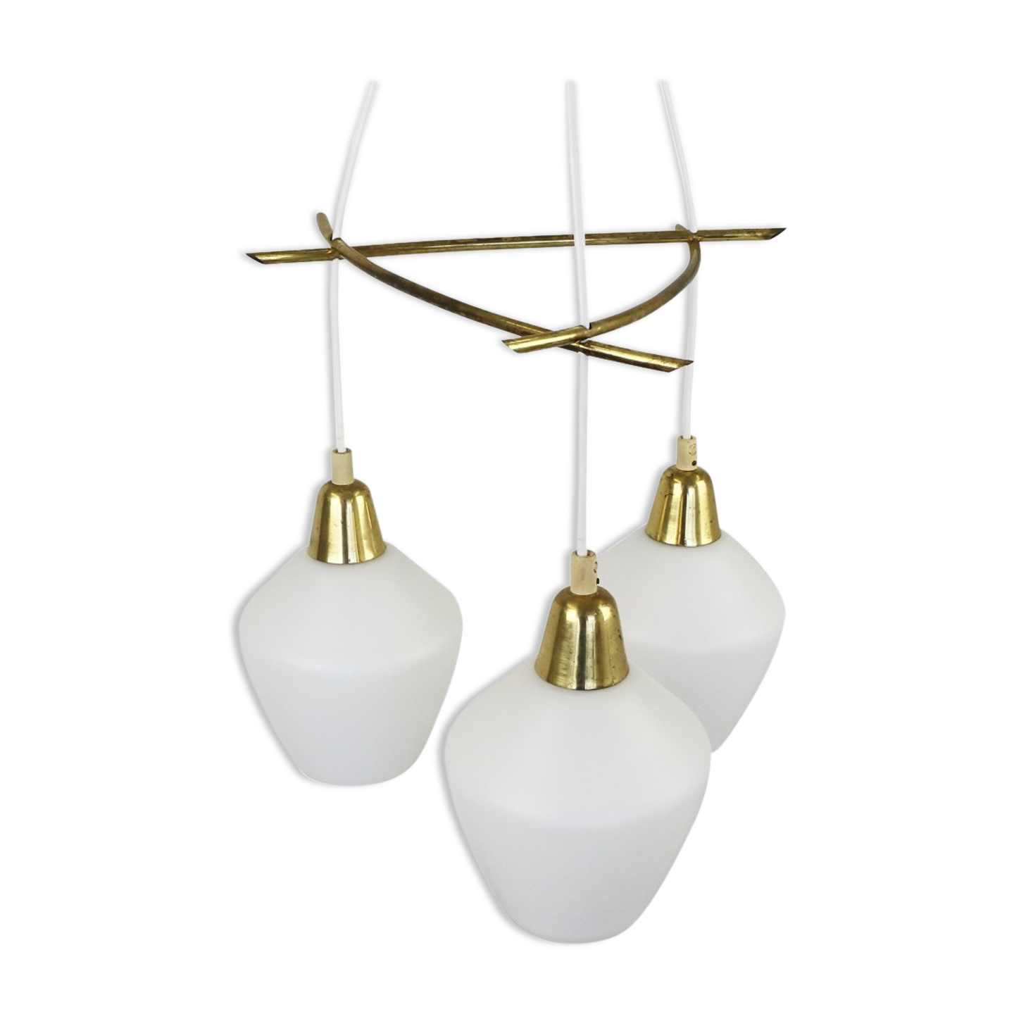 Scandinavian glass hanging lamp, 1960