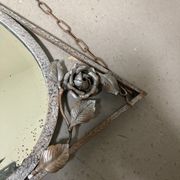 Vintage antique art deco mirror with hanging chain