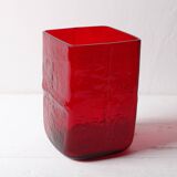 Mid-Century Modern Red Glass Vase by Christer Sjögren, Lindshammar, Sweden