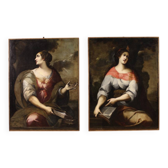Pair of 17th century Italian paintings, Sibyls