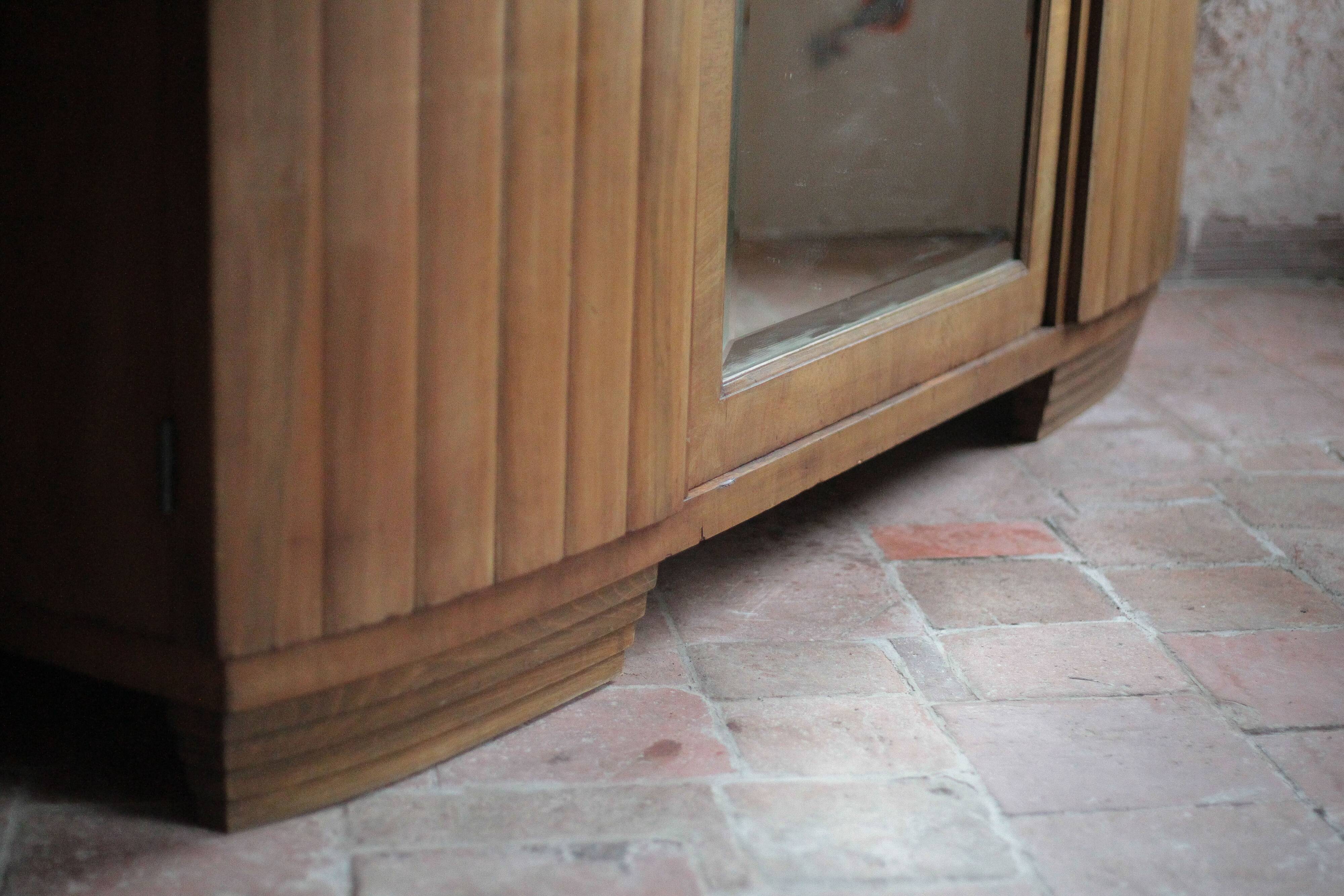 Art Deco wooden wardrobe with mirror