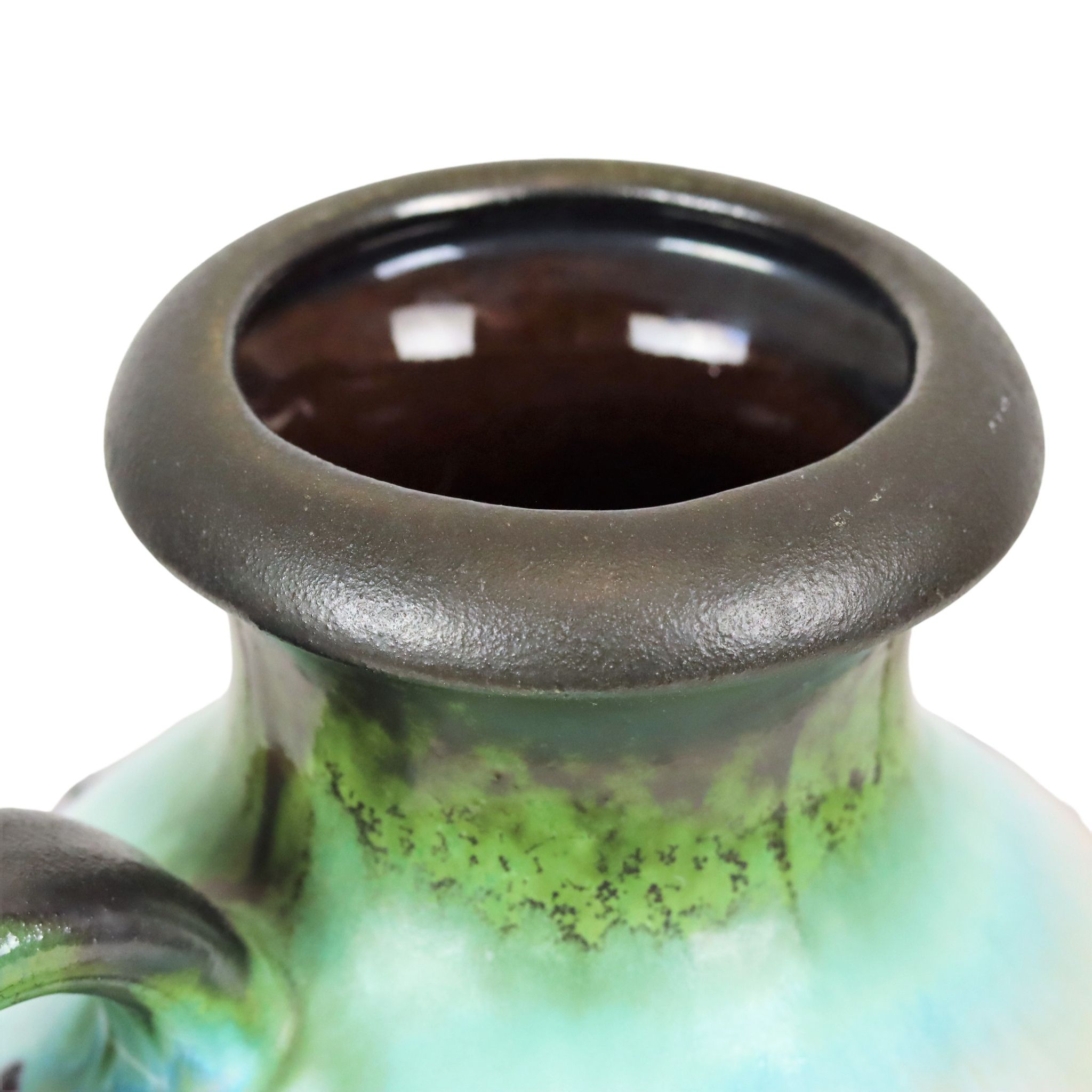 Vase Graisse Lave Turquoise Orange Allemagne de l’Ouest Scheurich 490 25