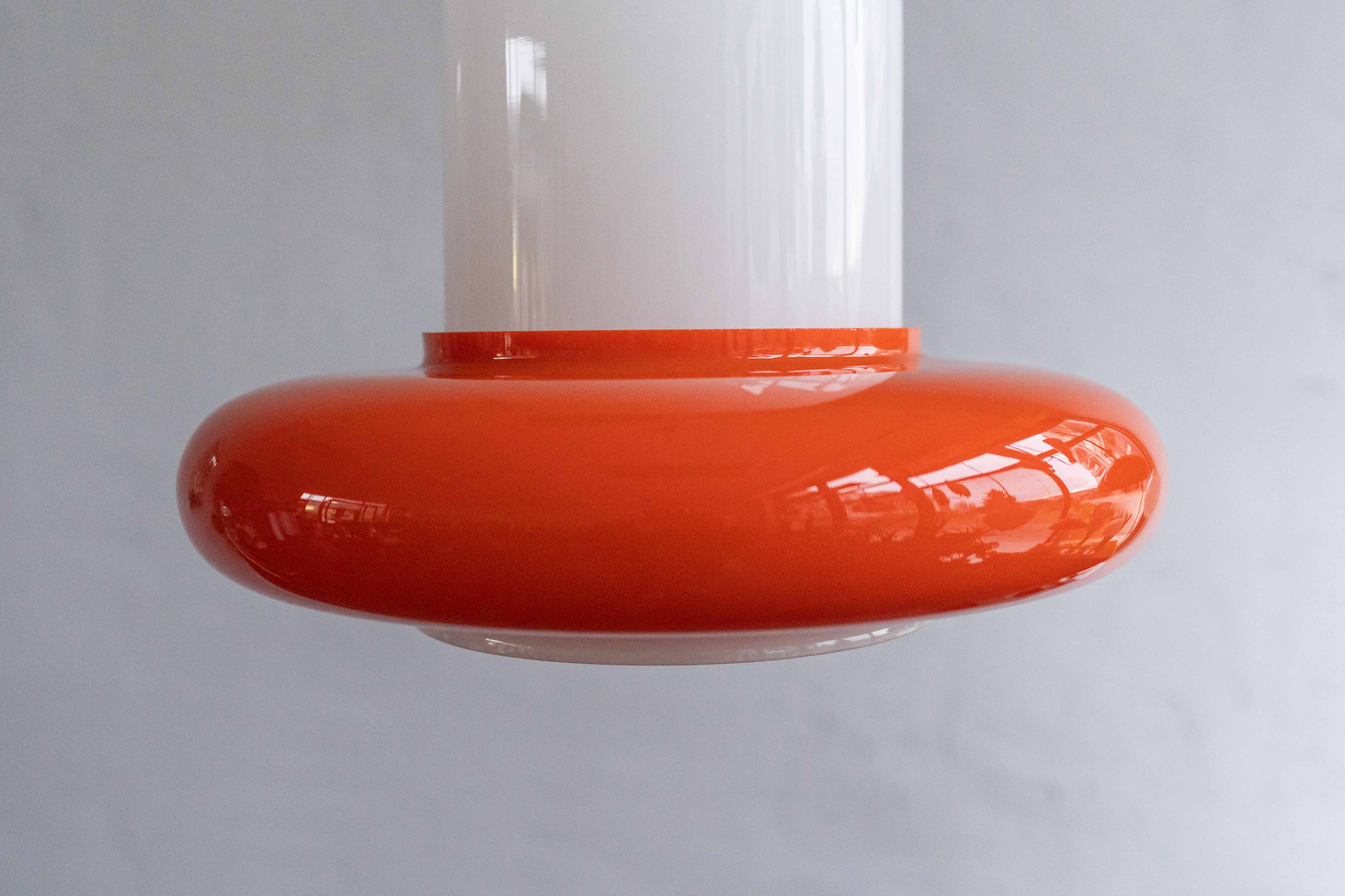 Vintage Czechoslovak Hanging Glass Lamp By Osvětlovací Sklo, 1970s