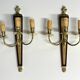 Antique Pair of 3-Light Wall Lights - Gilt Bronze and Mahogany - Neoclassical - 40's
