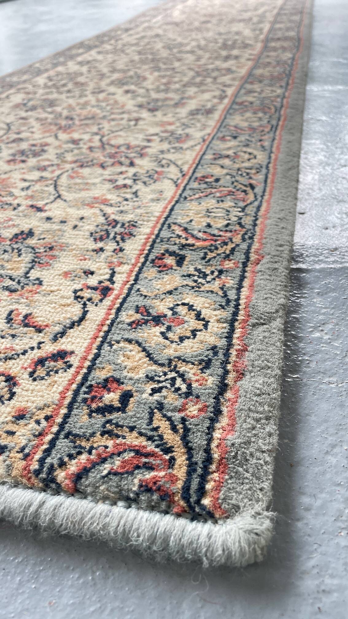 Vintage Beige Grey-Blue Runner Rug