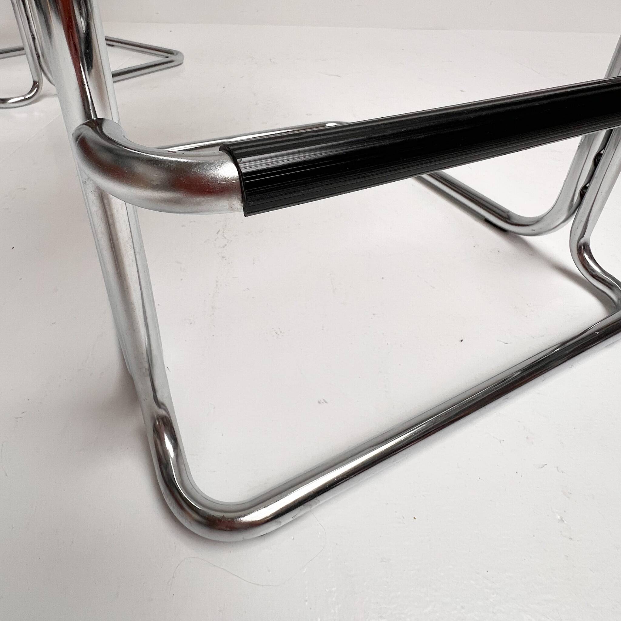 Set of 2 leather bar stools attributed to Mart Stam, 1970s
