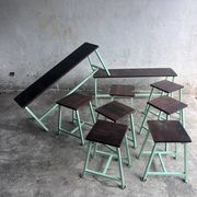 Vintage industrial benches and stools, set of 9, 1950s–1960s